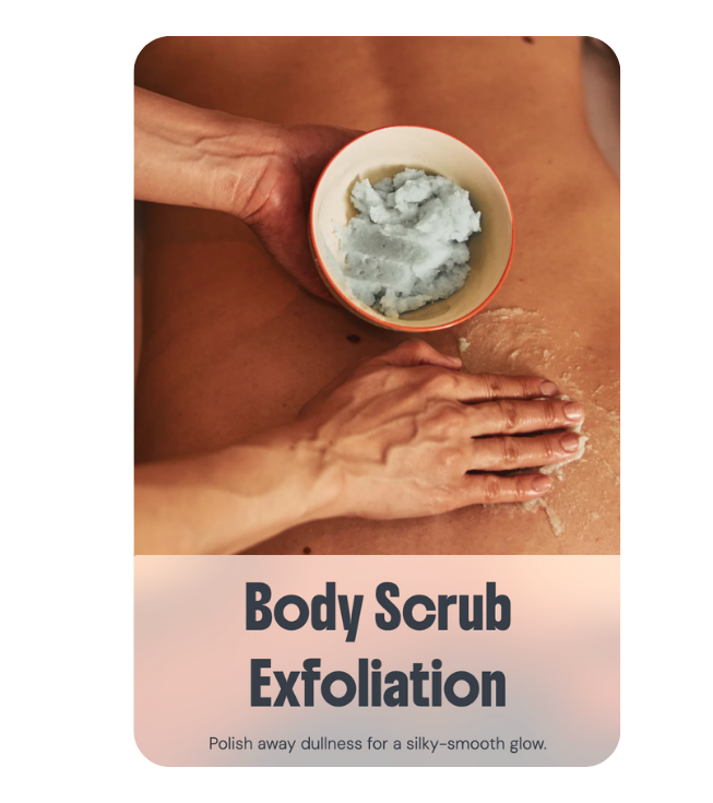 Professional therapist applying a refreshing blue body scrub from a bowl to a client's back to polish away dullness for a silky-smooth glow at River Oaks Thai Massage in Houston.