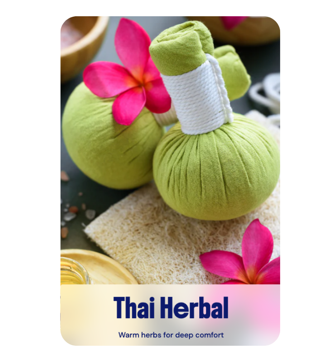 Expert therapist applying heated Thai Herbal Compresses to a client's back to provide deep heat healing and muscle relief at River Oaks Thai Massage in Houston.
