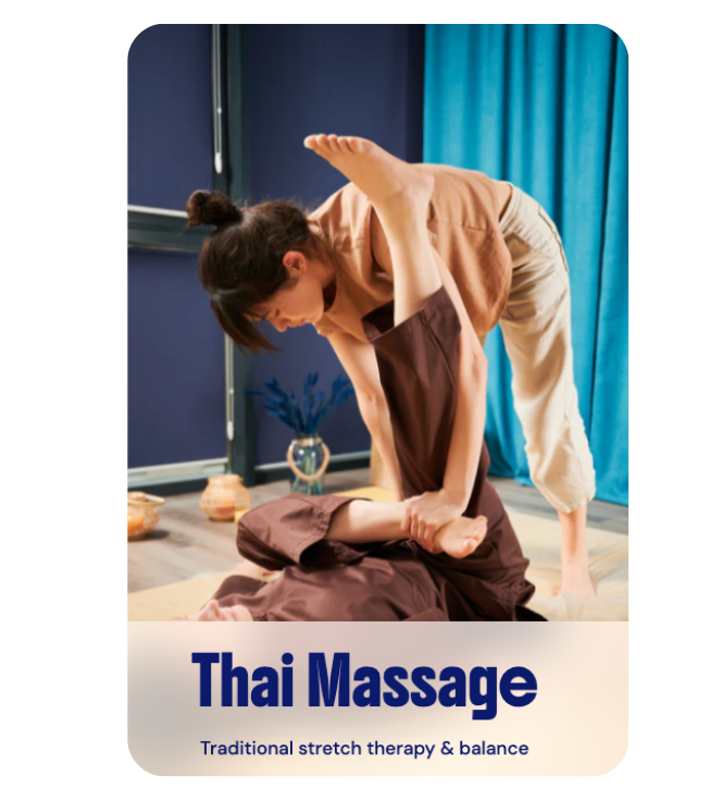Expert therapist performing Traditional Thai Massage stretch therapy at River Oaks Thai Massage in Houston.